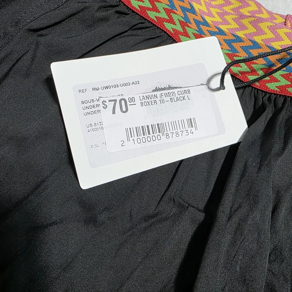 NWT Lanvin Curb Cotton Blend Boxer In Black Sz L